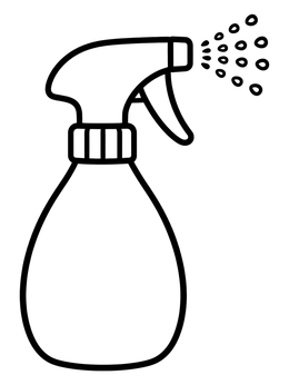 Free printable Water Spray Bottle With Droplets coloring page