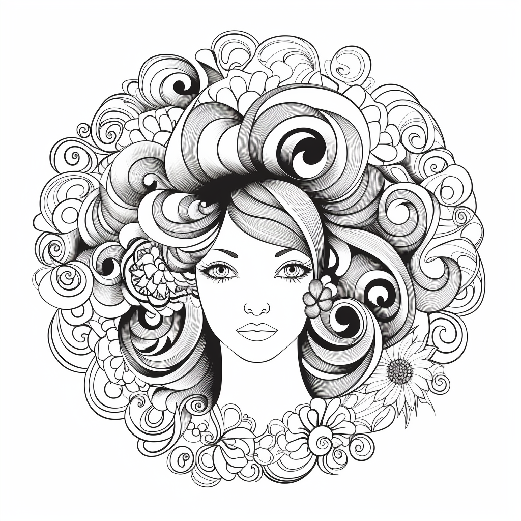 Hair Themed Mandala Coloring Book Coloring Page