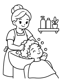 Free printable Hair Wash At The Salon coloring page