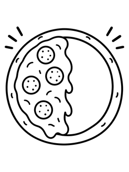 Free printable Half Topped Pepperoni Pizza coloring page