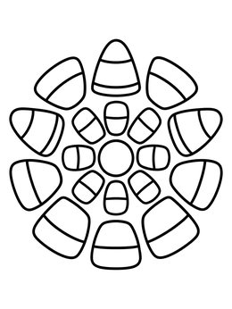 Free printable Candy Corn Circular Mandala Pattern coloring page