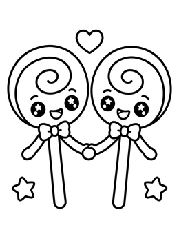 Free printable Cheerful Lollipops Holding Hands coloring page