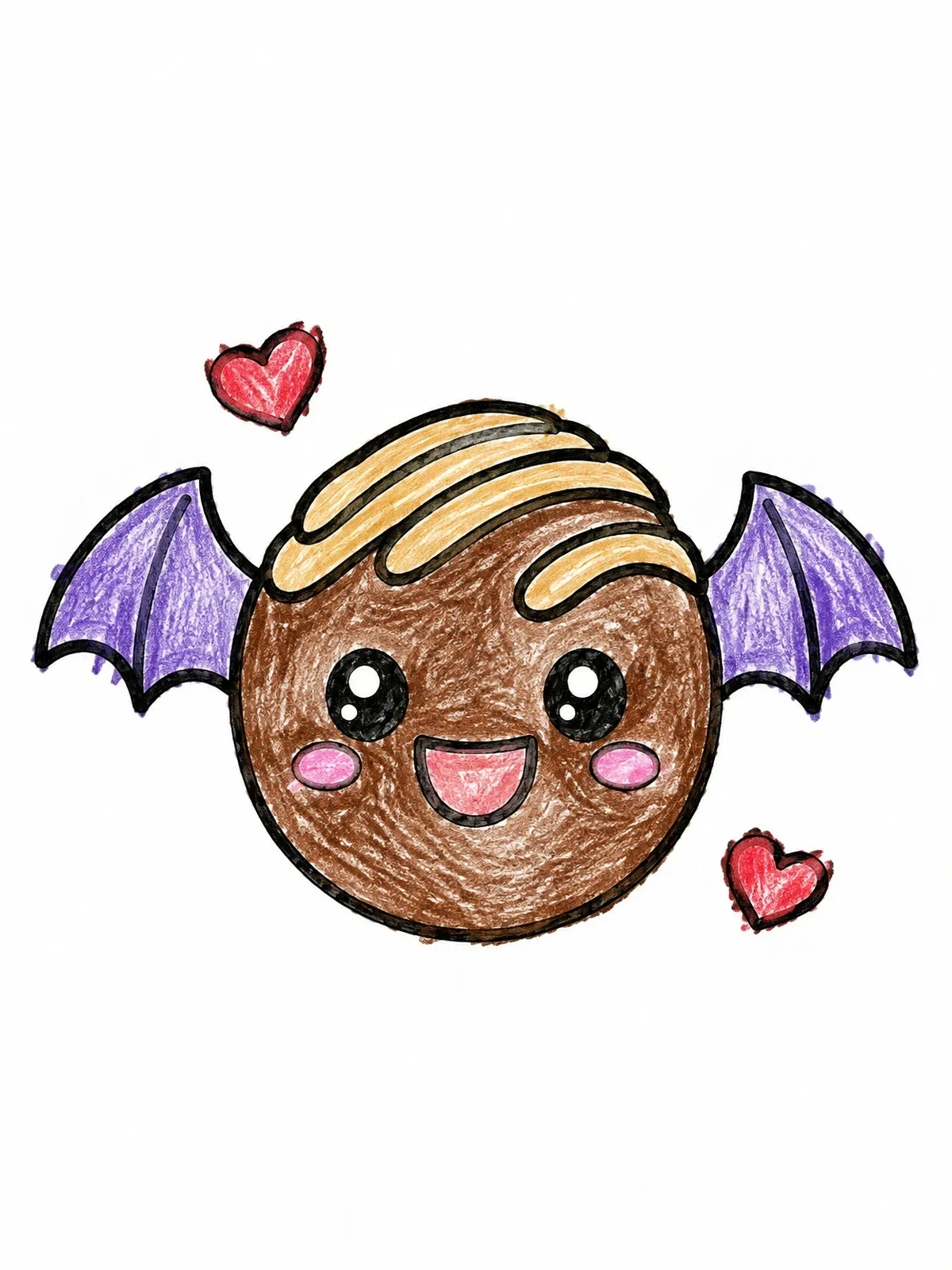 Colored example of the Cute Bat Winged Chocolate Truffle coloring page