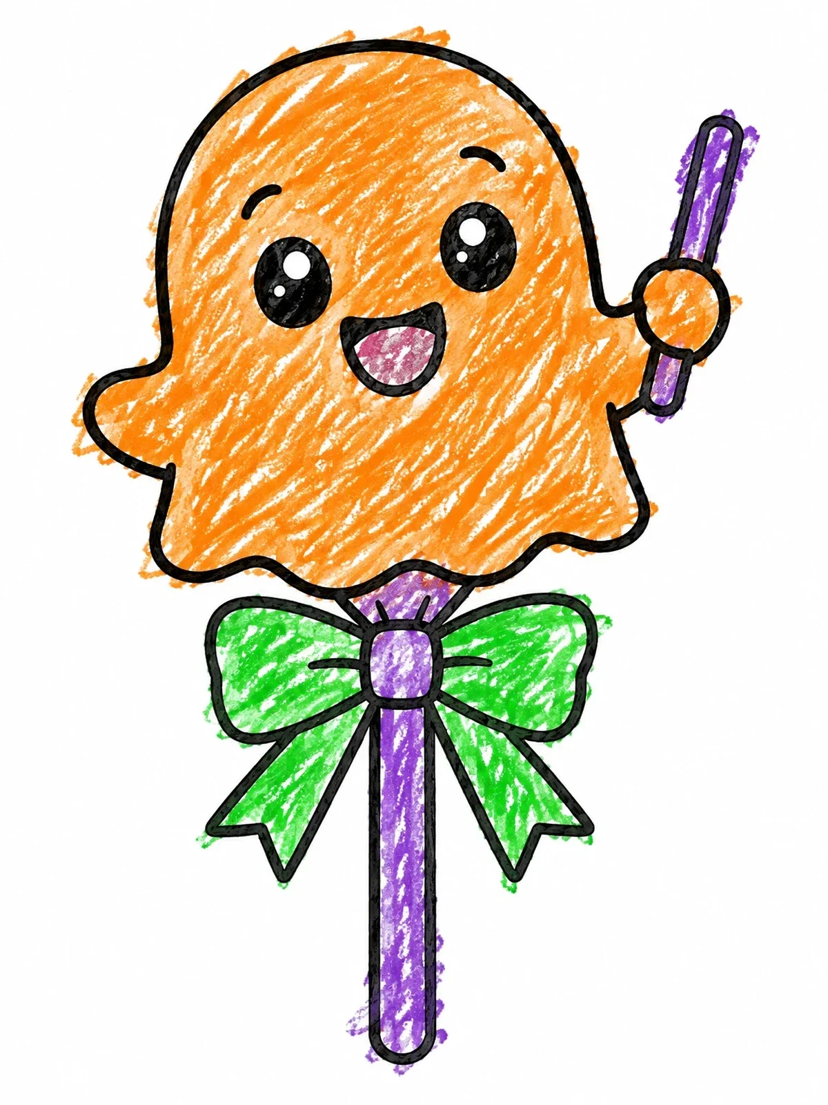 Colored example of the Cute Ghost Lollipop With Ribbon coloring page