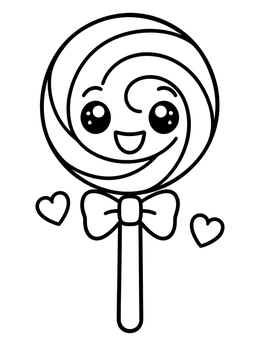 A sweet swirl lollipop with a happy face in this halloween candy coloring page.