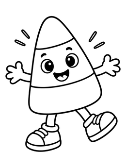 Free printable Happy Dancing Candy Corn coloring page