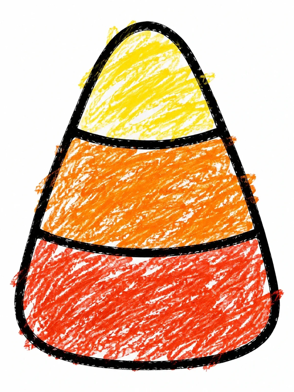 Colored example of the Simple Candy Corn Outline coloring page