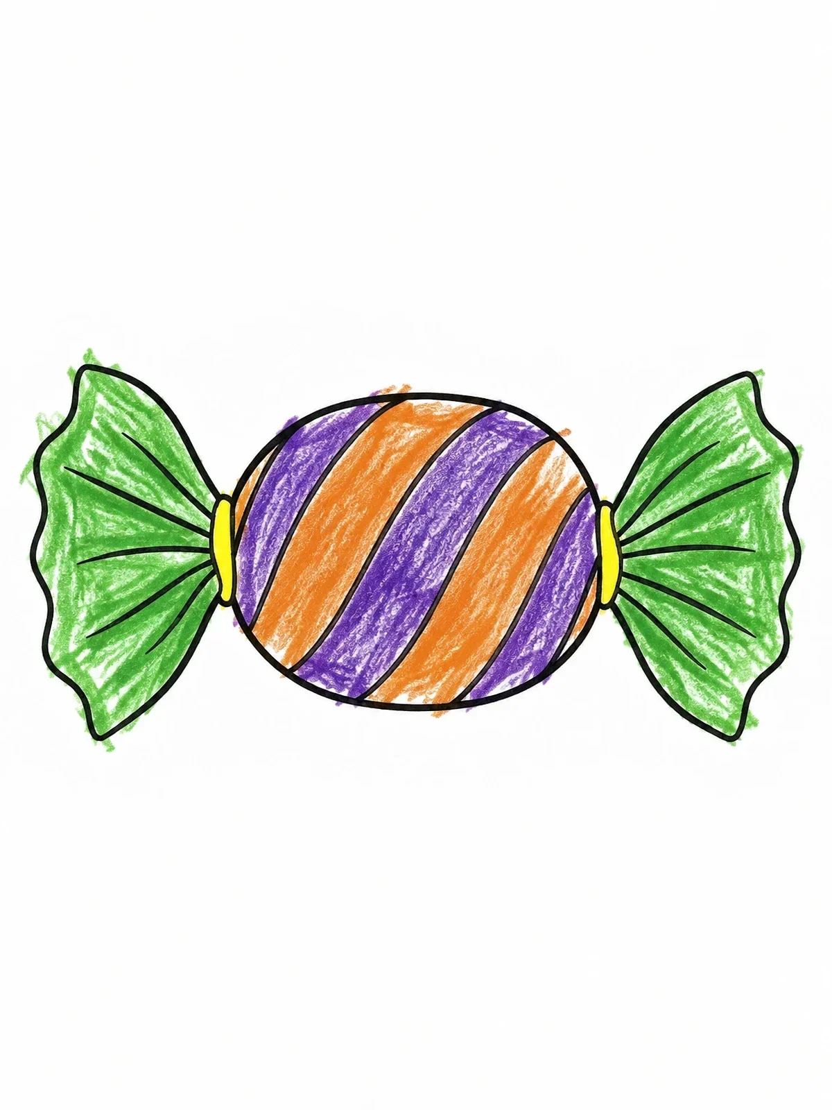 Colored example of the Sweet Wrapped Striped Candy coloring page