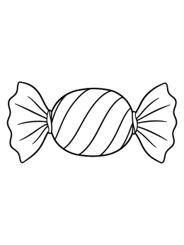 A simple halloween candy coloring page showing a wrapped hard candy with diagonal stripes.