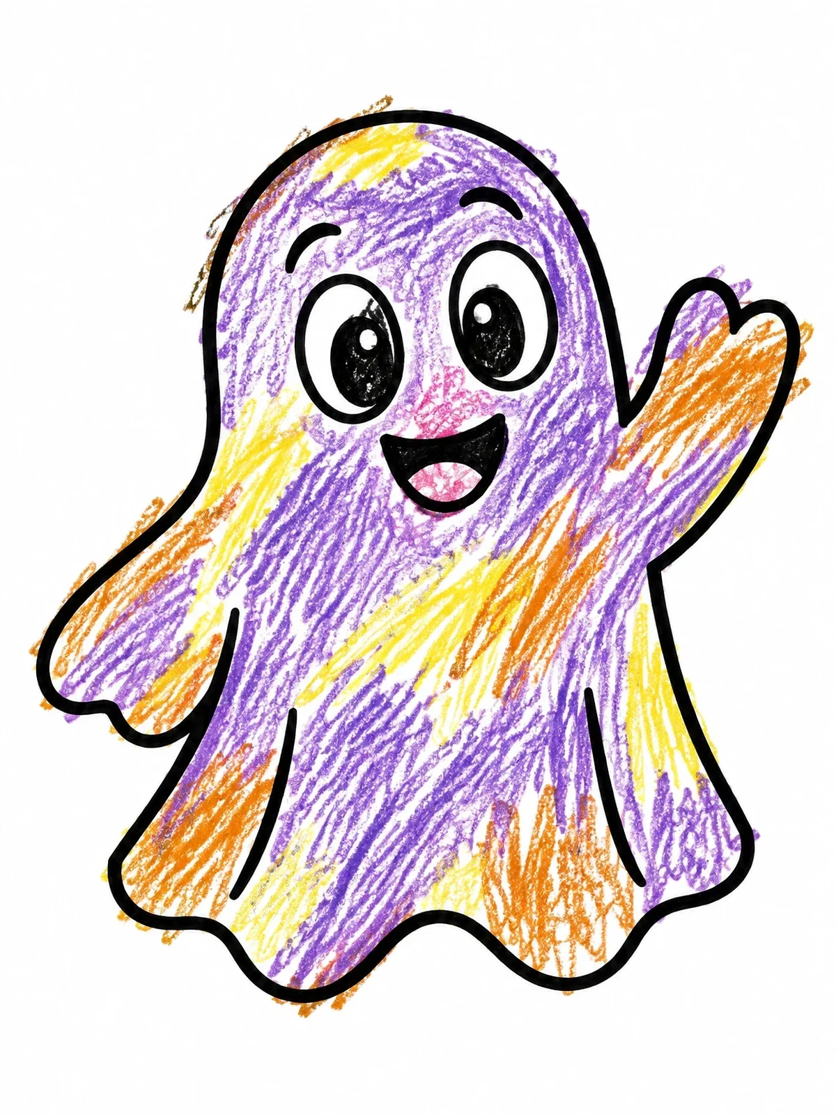 Colored example of the Friendly Little Waving Ghost coloring page