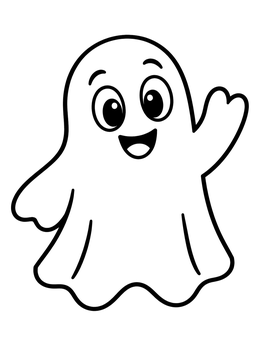Free printable Friendly Little Waving Ghost coloring page