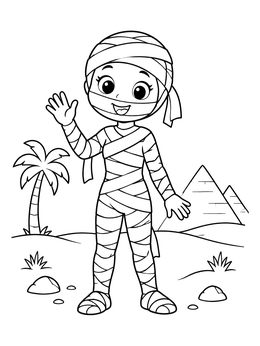 Free printable Friendly Mummy In The Desert coloring page