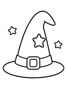 Free printable Pointy Witch Hat With Star Patch coloring page