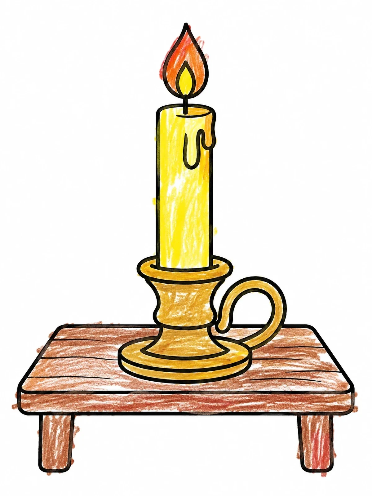 Colored example of the Cozy Candle In A Holder coloring page