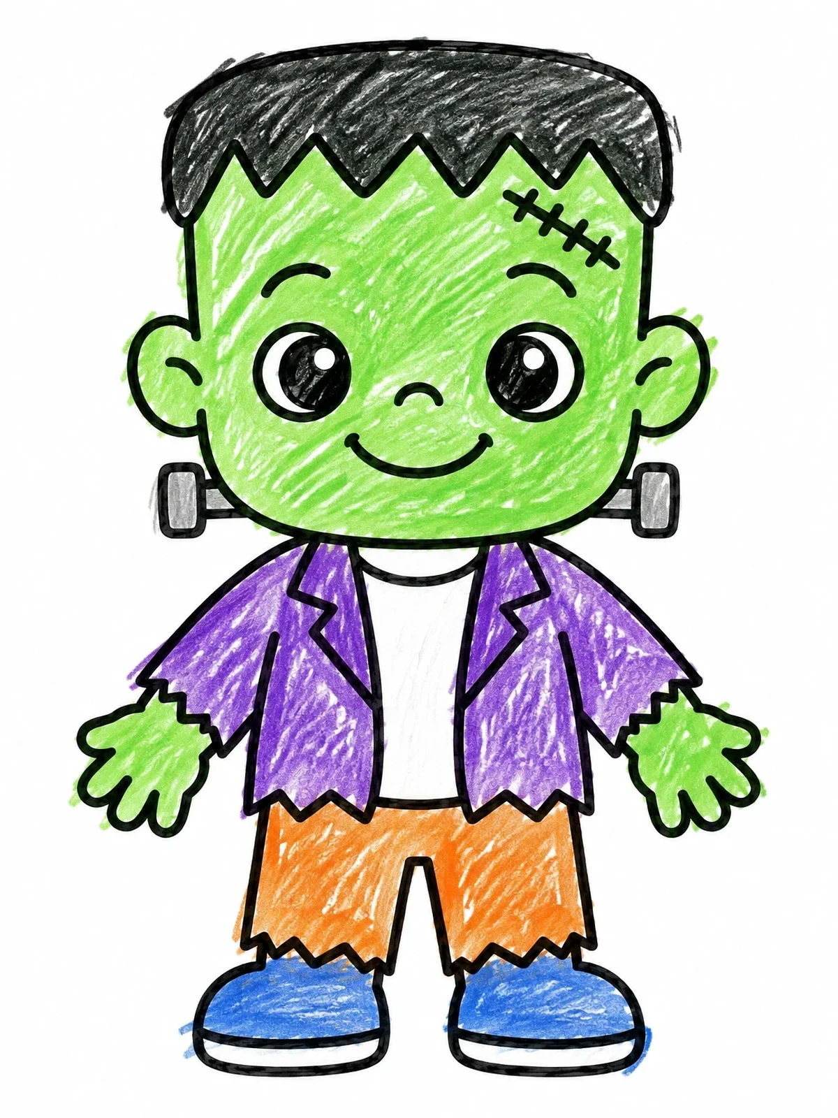 Colored example of the Cute Baby Frankenstein Monster coloring page