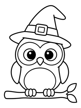 Free printable Cute Owl With Witch Hat coloring page