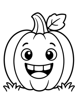 Free printable Cute Smiling Pumpkin In Grass coloring page