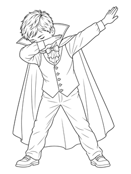 A dabbing vampire boy strikes a stylish pose on this halloween dance coloring page.