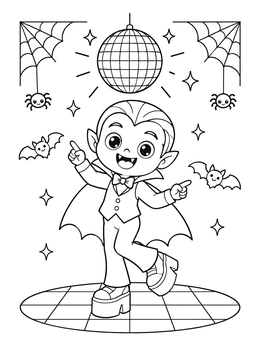 Free printable Vampire Dancing Under Disco Ball coloring page