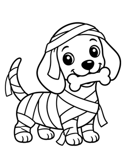 Free printable Cute Mummy Puppy With Bone coloring page