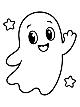 Free printable Friendly Little Waving Ghost coloring page