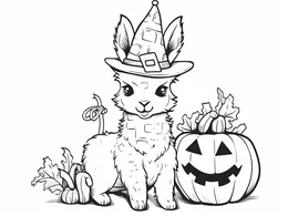 Halloween Llama Coloring Book cover page