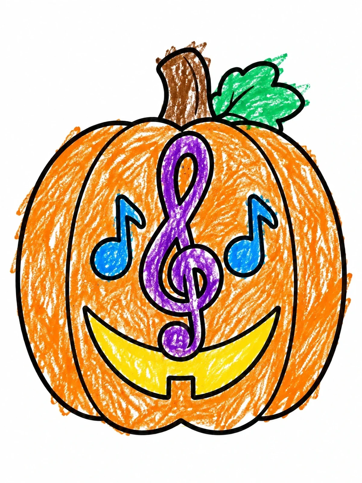 Colored example of the Musical Jack O' Lantern Color By Number coloring page