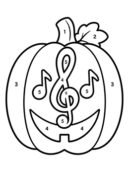 Free printable Musical Jack O' Lantern Color By Number coloring page