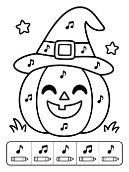 Free printable Musical Witch Pumpkin Color By Code coloring page