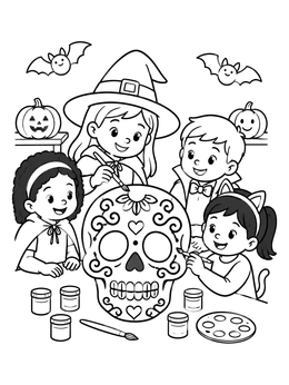 Free printable Children Painting A Craft Skull coloring page