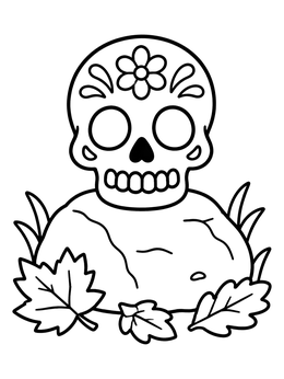 Free printable Decorative Skull On Garden Rock coloring page