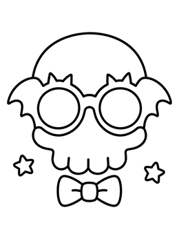 Free printable Funny Skull With Bat Glasses coloring page