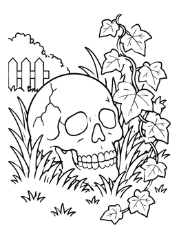 Free printable Garden Skull With Ivy Vines coloring page