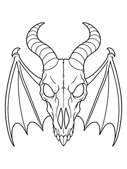 A horned monster creature in this halloween scary skull coloring page.