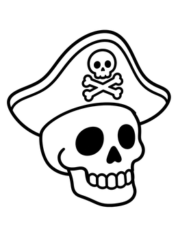 Free printable Pirate Skull In Bicorne Hat coloring page