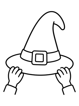 Free printable Hands Holding A Witch Hat coloring page