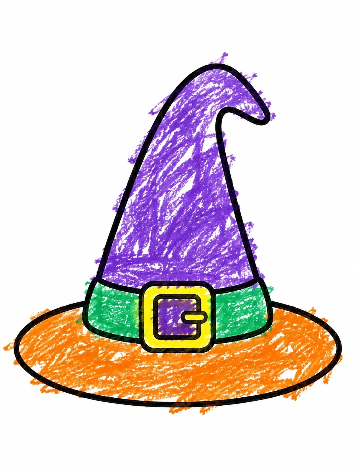 Colored example of the Simple Pointed Witch Hat With Buckle coloring page