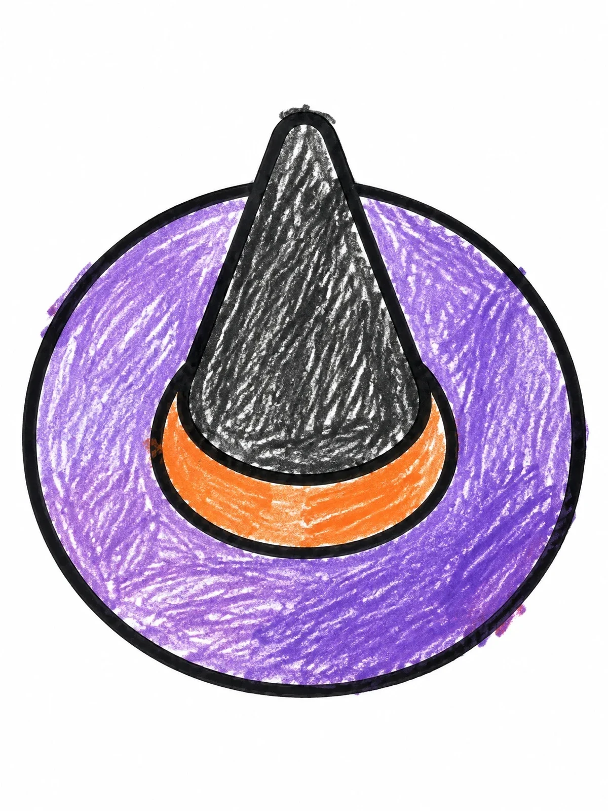 Colored example of the Simple Witch Hat From Above coloring page