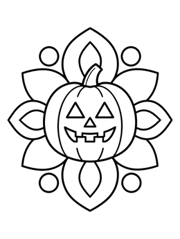 Free printable Carved Pumpkin Mandala Motif coloring page