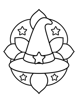 Free printable Cute Witch Hat With Stars coloring page