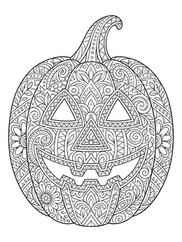 Free printable Intricate Mandala Jack O' Lantern coloring page