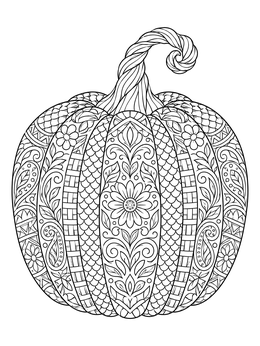 Free printable Intricate Zentangle Heirloom Pumpkin coloring page