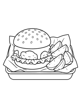 Free printable Cheeseburger With Crispy Potato Wedges coloring page