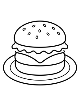 Free printable Simple Burger On A Plate coloring page