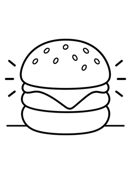 Free printable Simple Cheeseburger With Sesame Bun coloring page