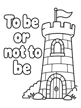 Free printable Hamlet Castle Tower With Quote coloring page