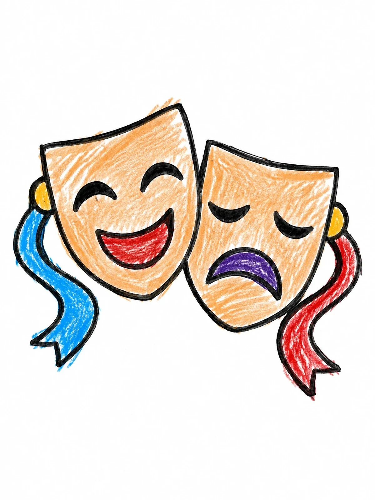 Colored example of the Comedy And Tragedy Theater Masks coloring page