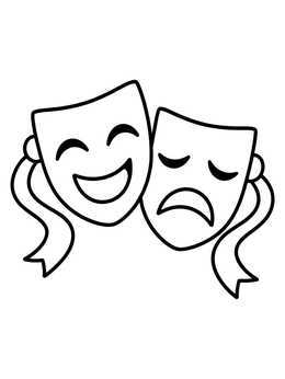 Free printable Comedy And Tragedy Theater Masks coloring page
