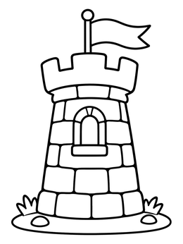 Free printable Medieval Castle Tower With Flag coloring page
