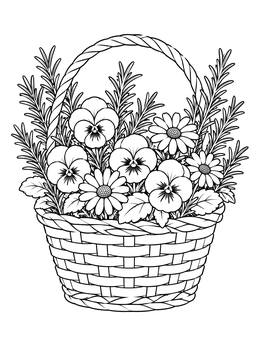 Free printable Ophelia's Basket Of Flowers coloring page